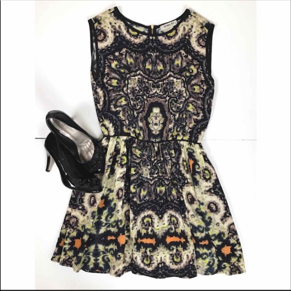Anthropologie Sam & Lavi Abstract Print Dress sz S